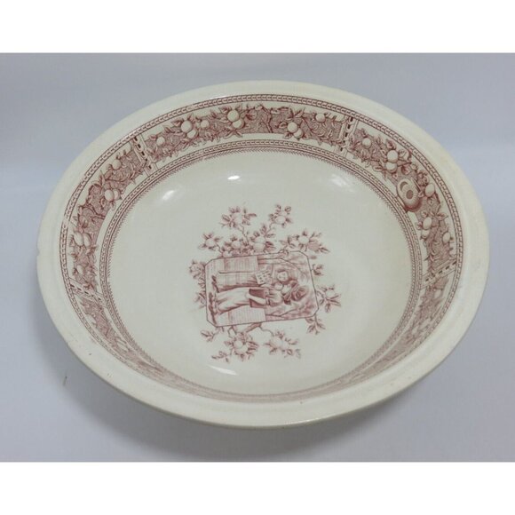 Mother Hubbard Antique Large Bowl Old Hall Earthenware Transferware England 14" - Picture 3 of 10